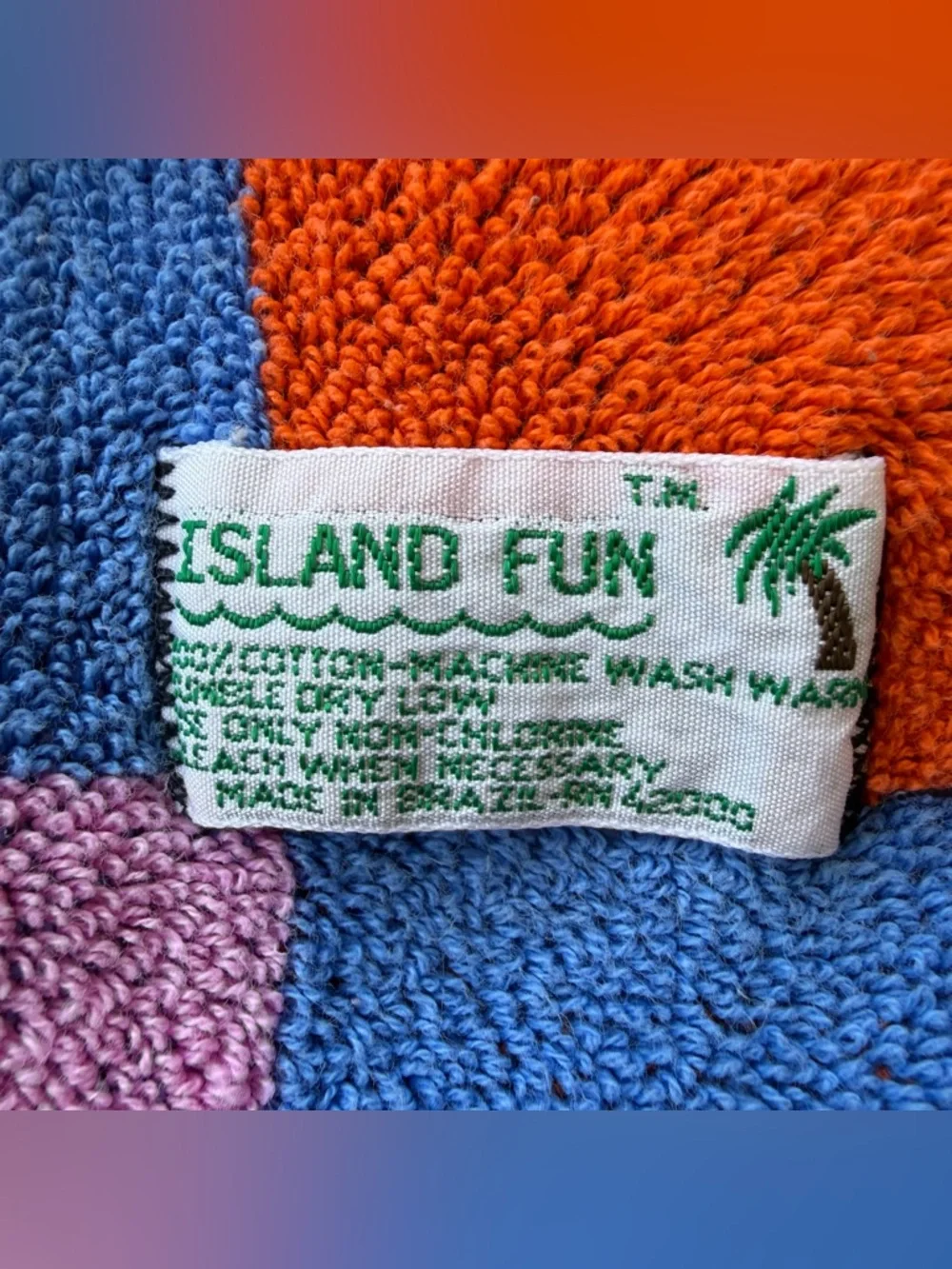VTG Island Fun Neon Sign Style Beach Towel Palm Trees Celestial Stars 30x60 Nice